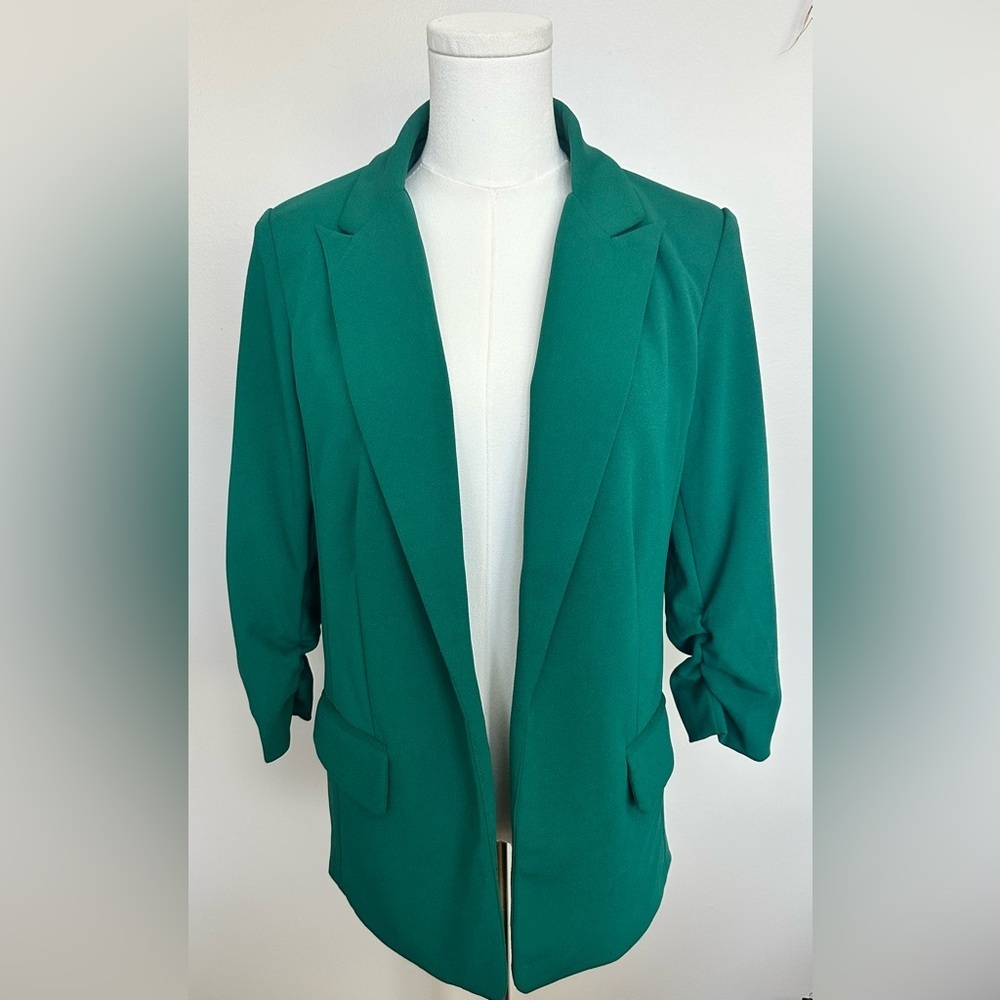 Rachael Zoe Emerald Green Ruched Sleeve Blazer Size S